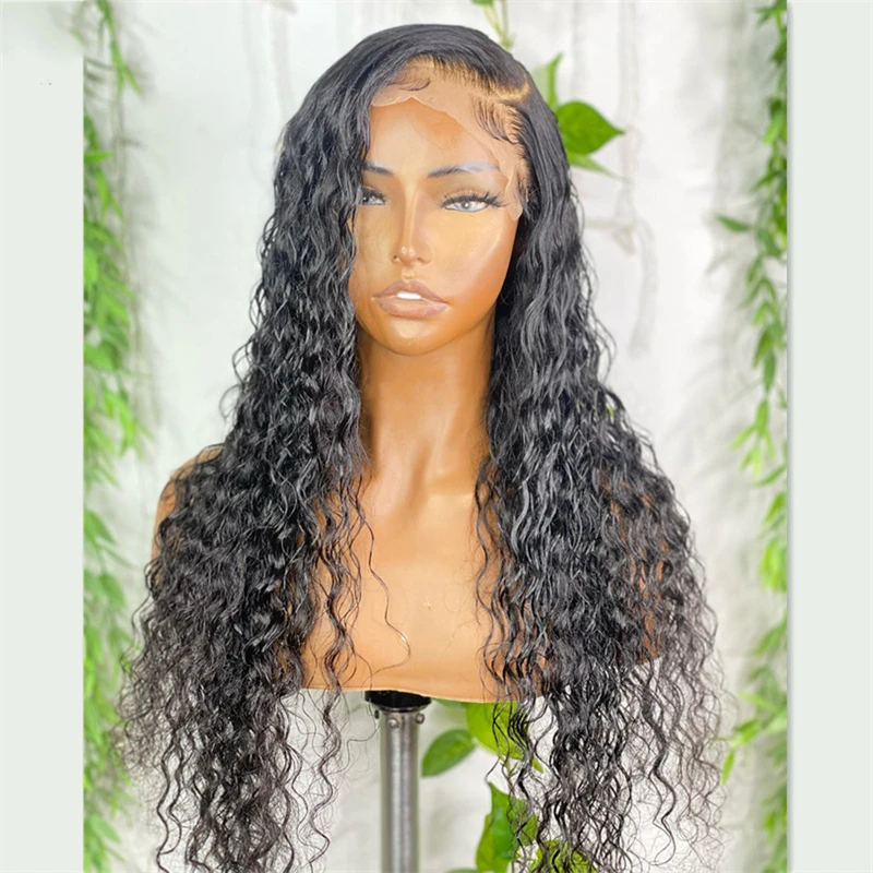 

Natural Black Soft Glueless 26“Long 180Density Kinky Curly Lace Front Wig For Women With BabyHair Preplucked Daily Cosplay