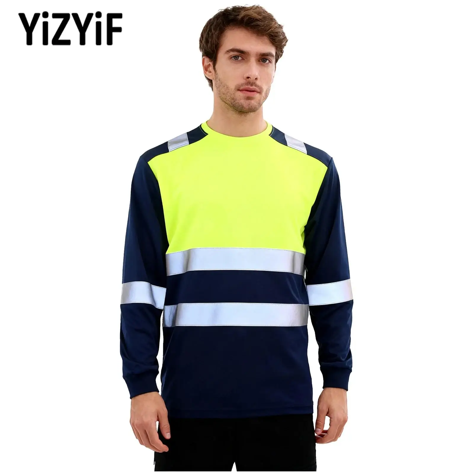 

Men's Moisture-Wicking Running Tops Long Sleeve Safety Work T-shirt Sweatshirt for Outdoor Construction Site Sanitation Worker