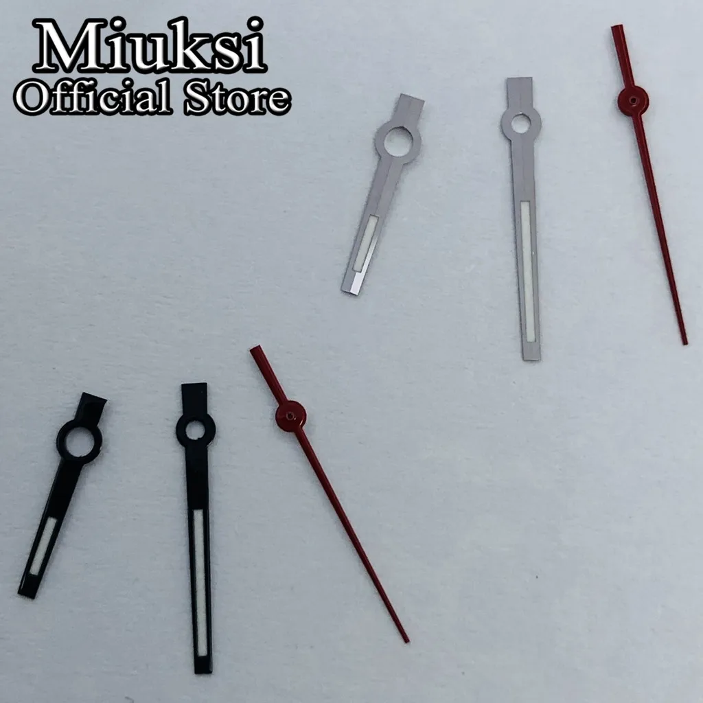 Miuksi silver black red watch hands green luminous hands fit NH35 NH36 ETA2824 2836 Miyota8215 8205 DG2813 3804 PT5000 movement