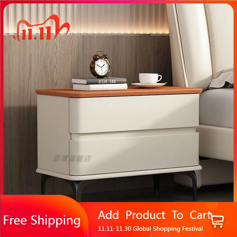 

Low Decor Bedside Table Bedroom Mobile Luxury Storage Nightstand Wood Organizer Drawers White Mesa De Noche Trendy Furniture