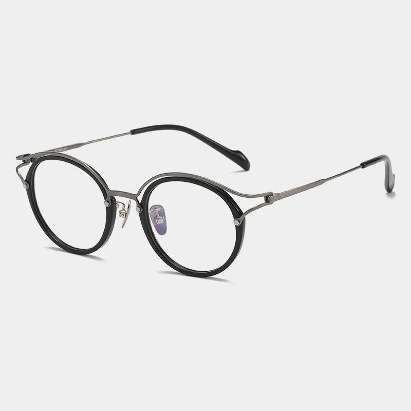 نظارات يابانية مستديرة عالية الجودة من التيتانيوم وصفة طبية نظارات ريترو خفيفة للغاية للرجال والنساء إطار قصر النظر الأزرق المضاد