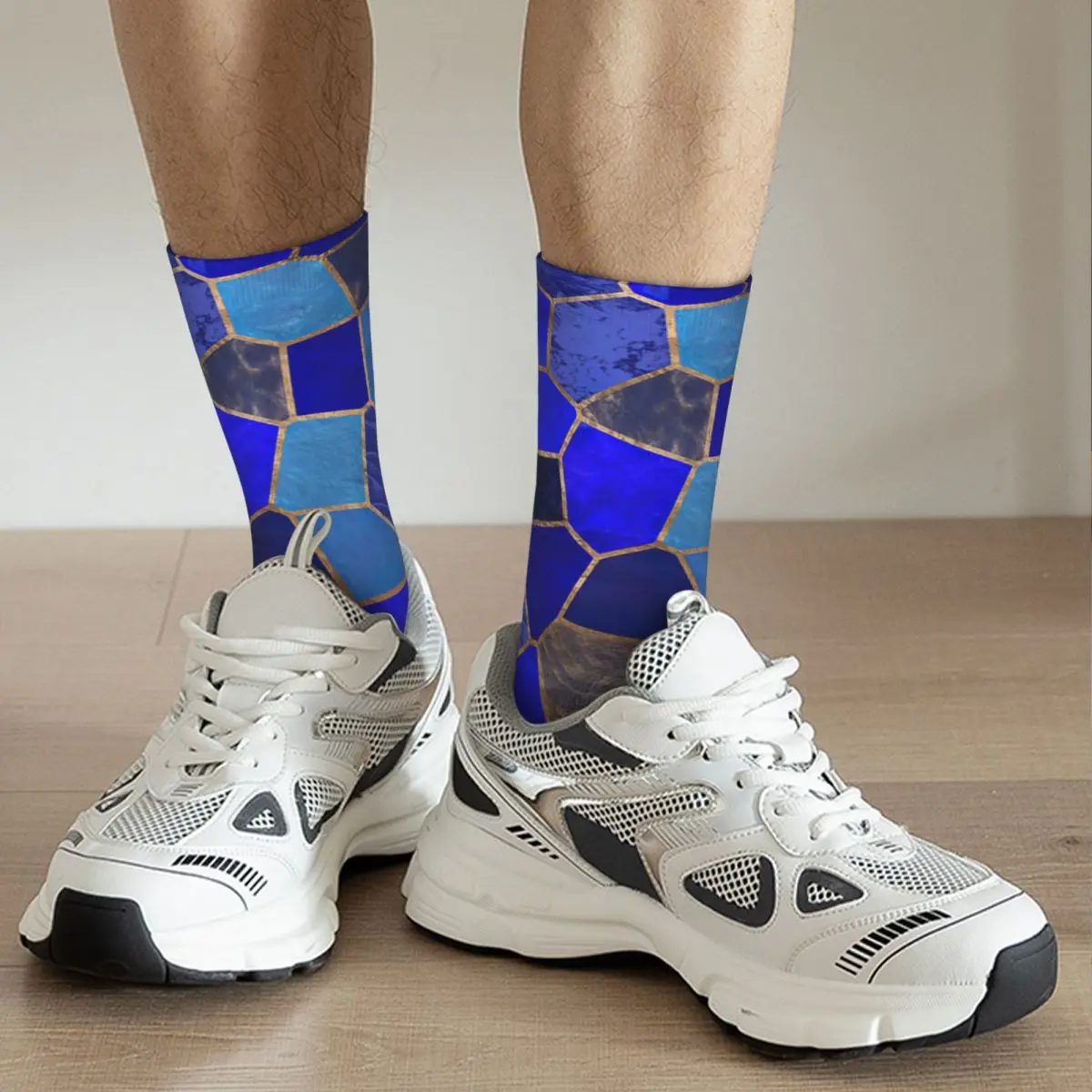 Mosaic Pattern - Golden Blues Adult Socks Unisex socks,men Socks women Socks