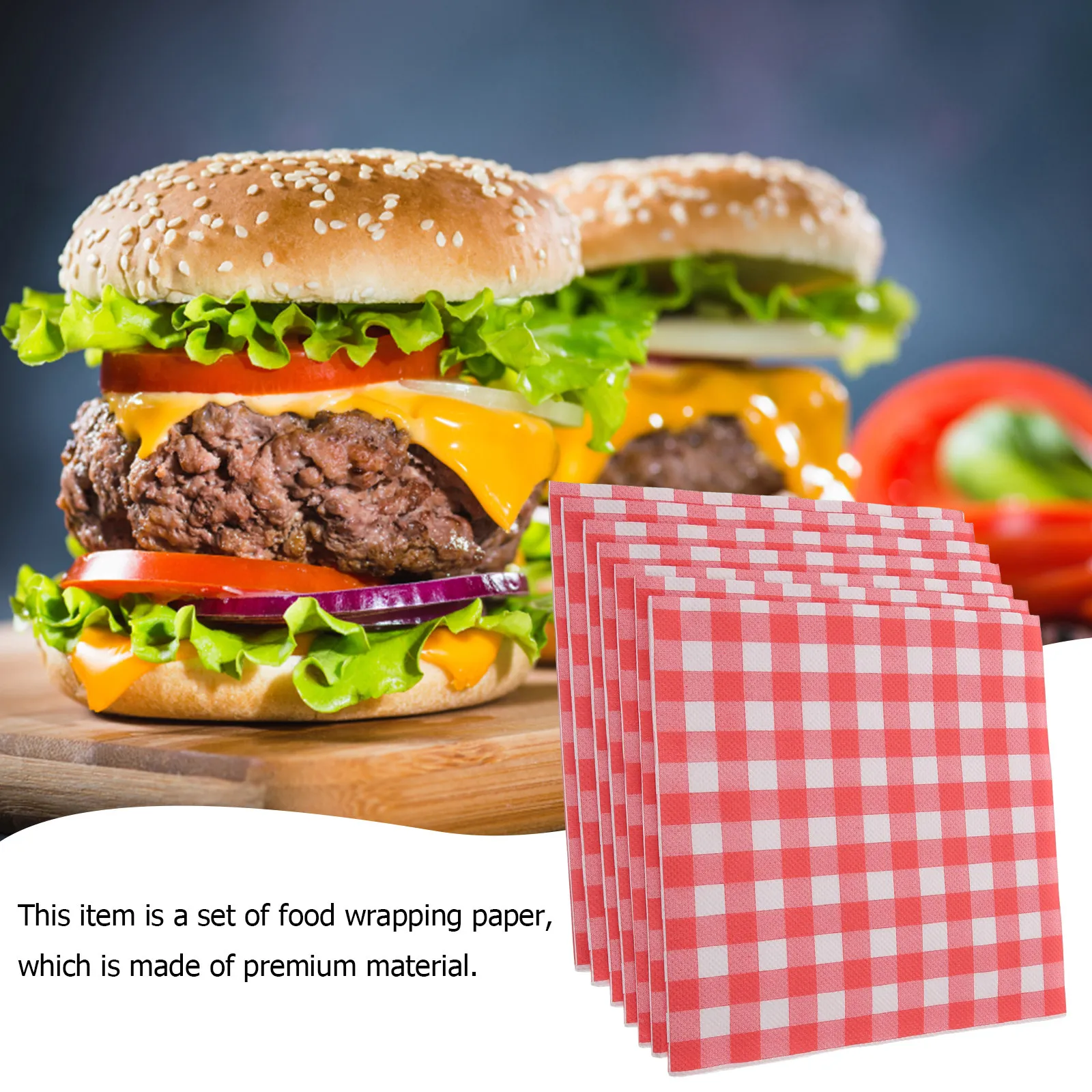 100Pcs Grease Proof Food Wrapping Paper Wax Sandwich Wrapping Sheets Checkered Design for Baked Goods Leftovers Packing view 5