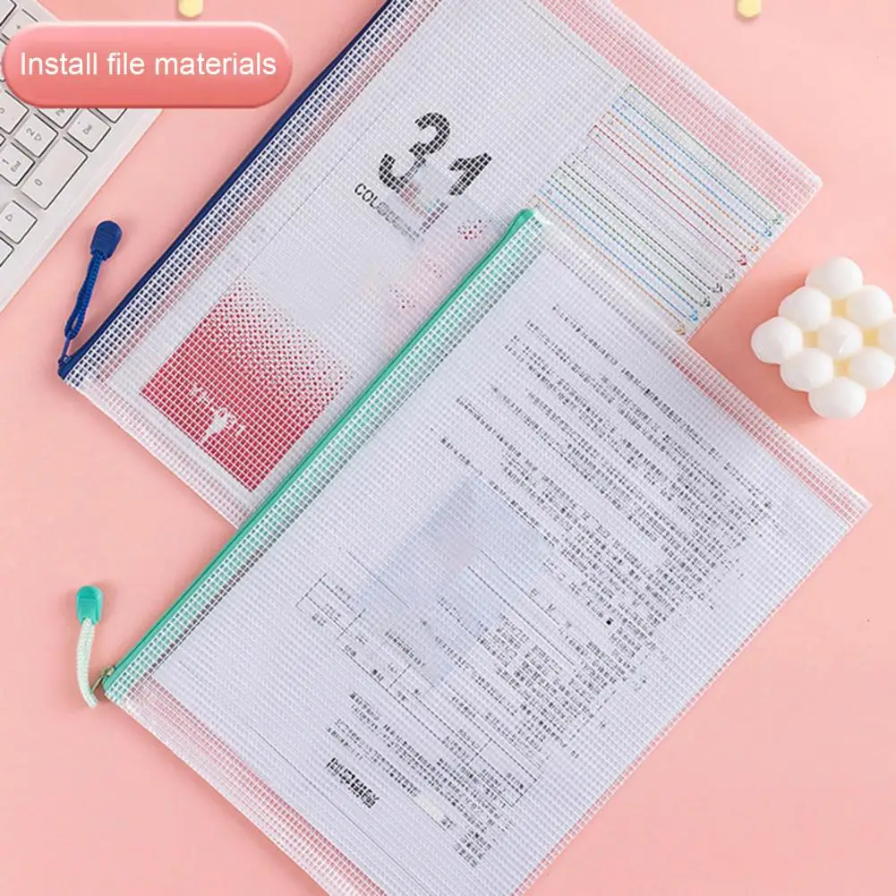 Zipper Mesh Bags A4 Plastic Zipper Bags For Organizing Zipper Mesh Waterproof Clear Travel Bags Office Supplies Document