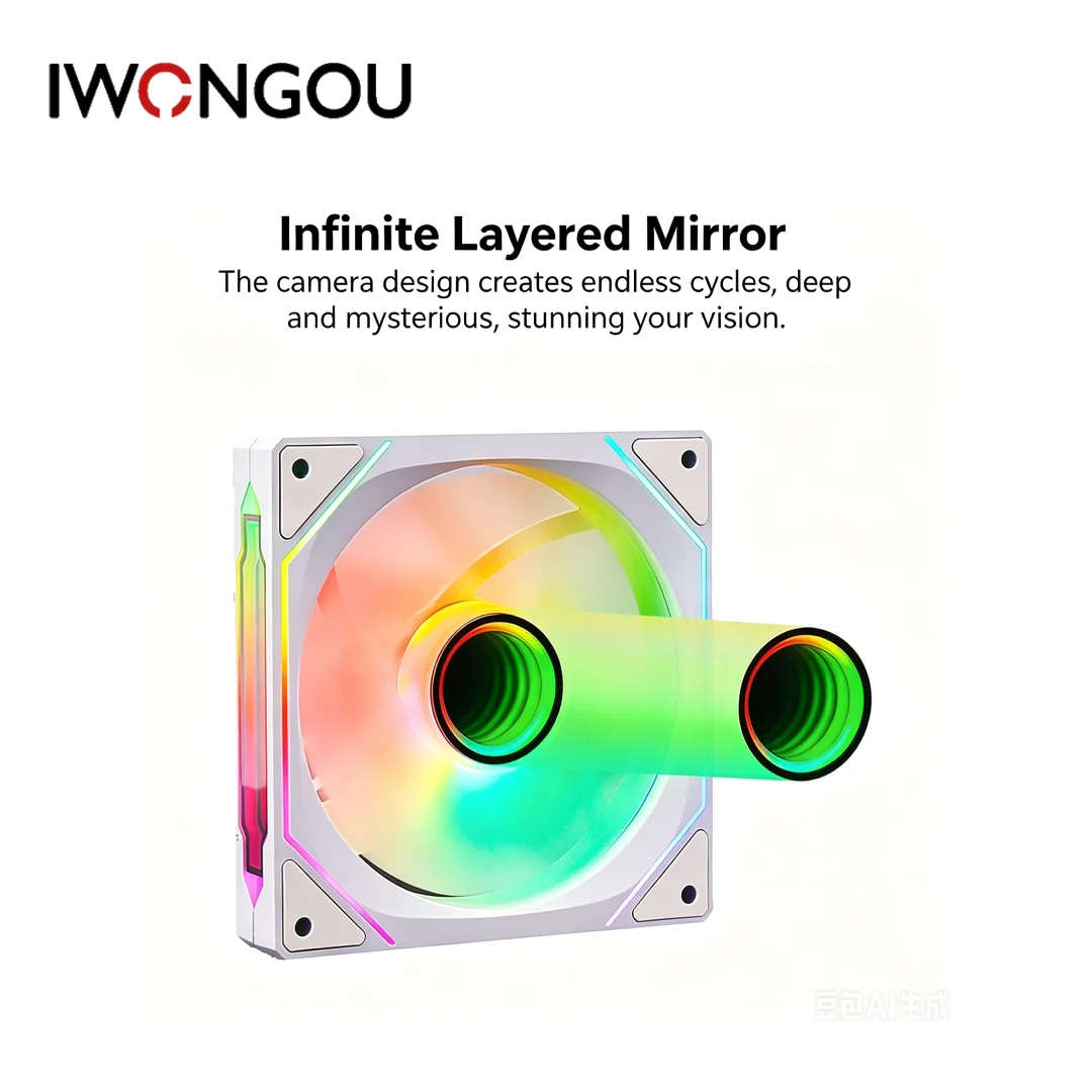 IWONGOU White 120mm ARGB Silent PWM Case Cooling Fan, Support AURA SYNC, Mystic Light, Polychrome Sync PC Chassis Radiator Fan - view 6