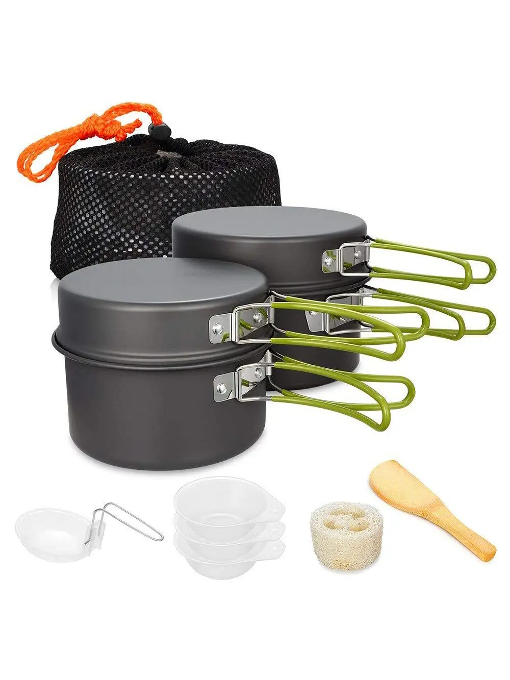 Compact/Lightweight/Durable Camping Pots and Pans Set, Cooking Set for Outdoor Backpacking Hiking Picnic Included Mesh Carry Bag