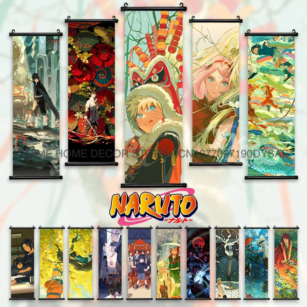 Uzumaki Naruto Posters Uchiha Madara Scrolls Picture Sasuke Home Decor Hatake Kakashi Hanging Paintings Wall Art Anime Wallpaper