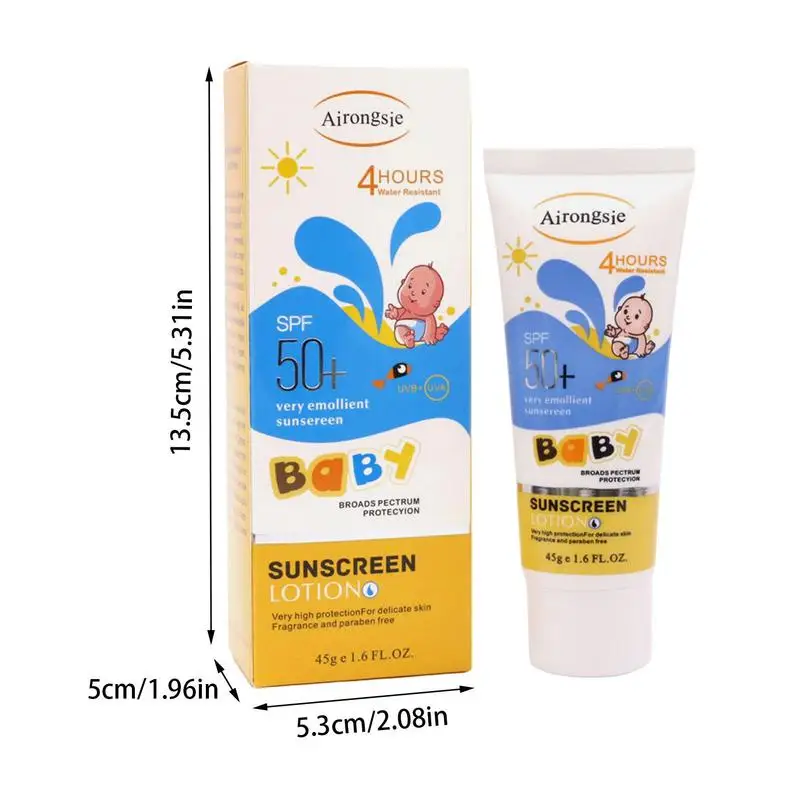 Children\'s Sunscreen 45g kids Sunblock Cream Hydrating Refreshing Face Body Sunscreen Soothing Calming Facial Moisturizing Cream