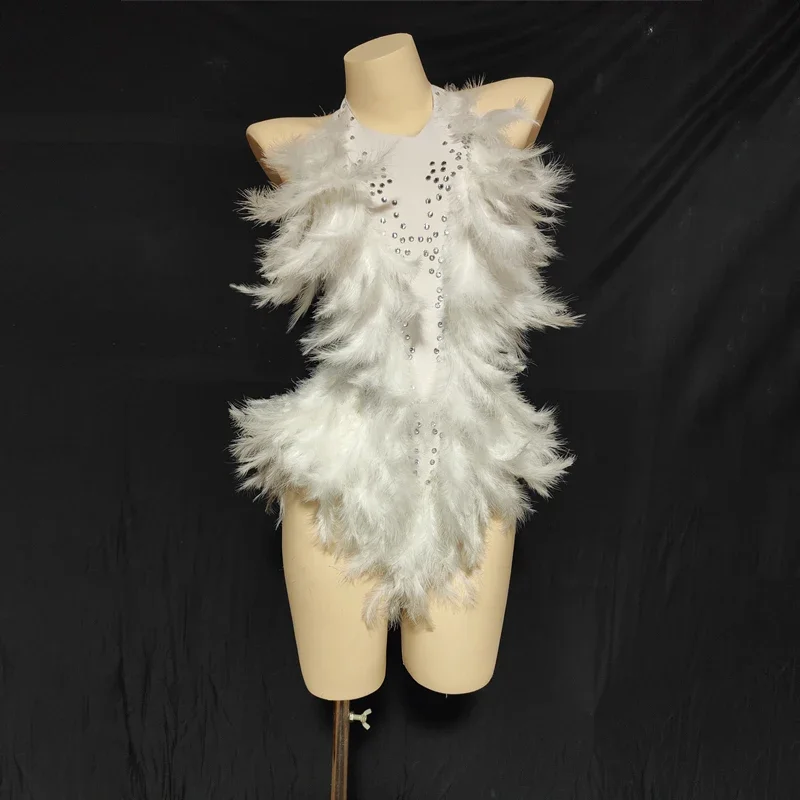 Body z piórami i dżetami w 3 kolorach, elastyczne, damskie, strój drag queen, na imprezy w klubach nocnych, dla DJ-ów, DS-ów, na festiwale, kostium do tańca gogo, XS5717