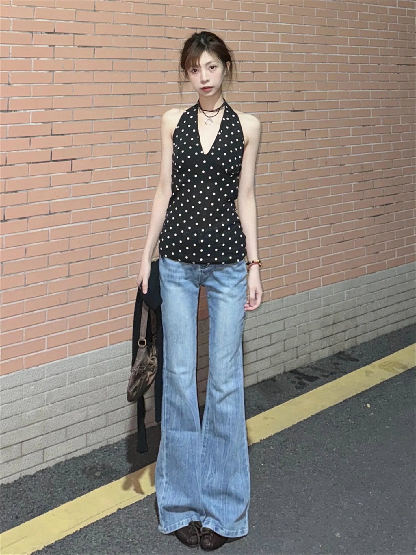 

Low Waist Bell Bottom Jeans Women's Slimming Flared Pants Spring Fashion Street Style Casual Cotton Denim Skinnies
