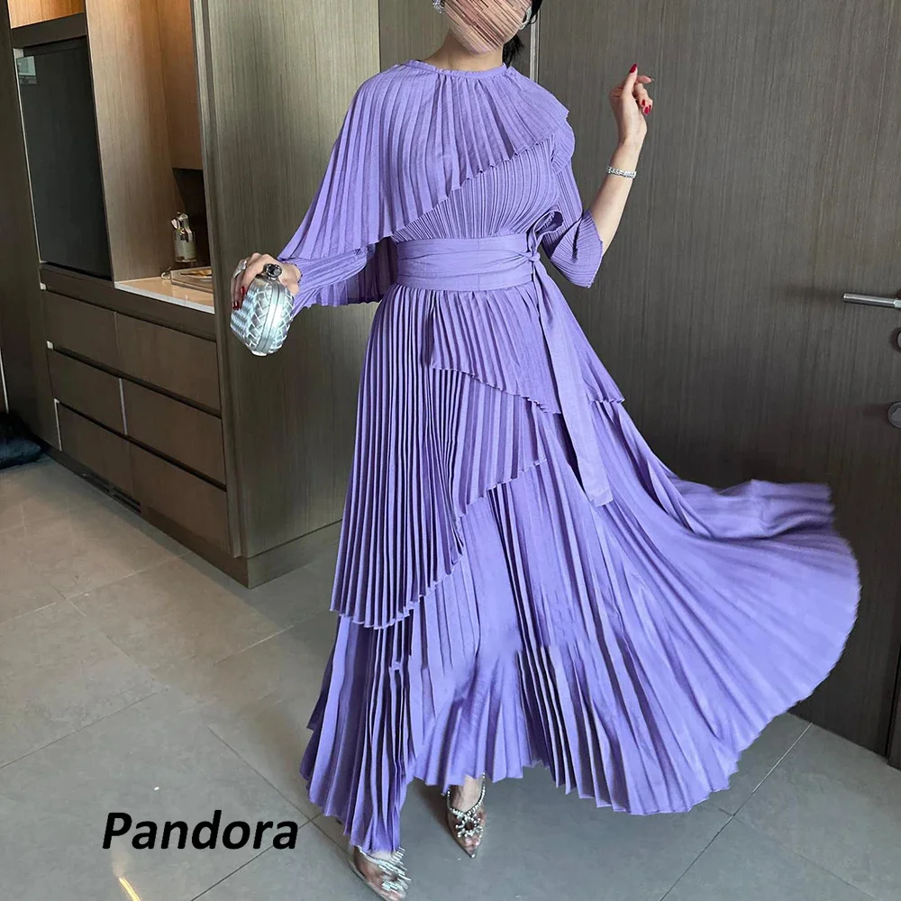 Pandora A-Line O-Neck Prom Dress Ankle Length With Pleated Evening Summer Elegant Party Dress For Women 2024