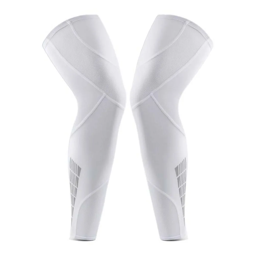 Anti-slip Compression Leg Sleeves Reflective Strip Breathable Long Knee Sleeve Knee Pads Silicone Strips Sports Leg Sleeves