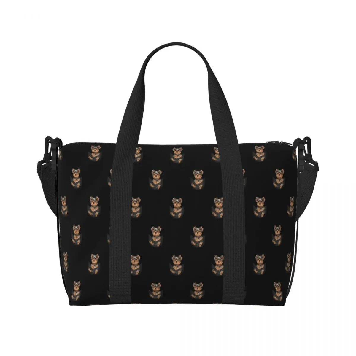 Custom Yorkshire Terrier In Pocket Tote Bag Women Big Capacity Funny Yorkie Gym Beach Travel Bags