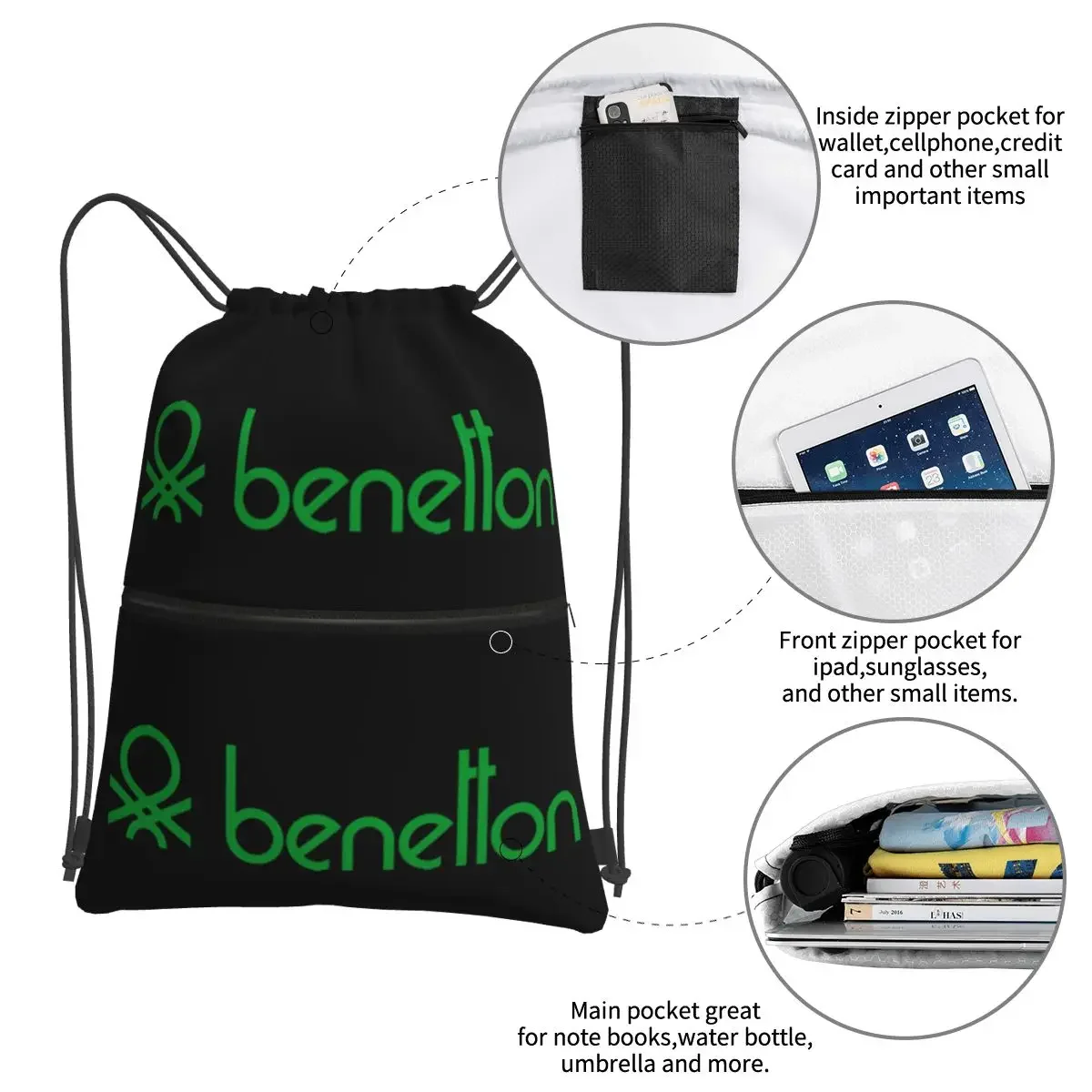 United Colors Of Benetton Portable Backpacks Drawstring Bag Fashion Drawstring Bundle Pocket Sundries Bags For School Students