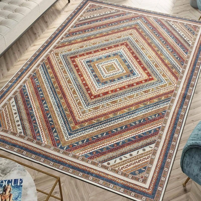 

Living Room Carpet Non-slip Machine-washable Easily Foldable Floor Mat Minimalist Ethnic-style Rug Large Area Home Decor Mats