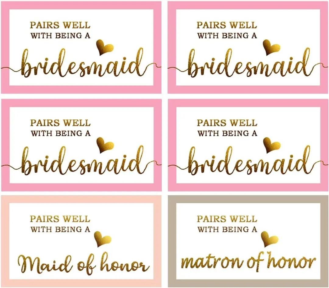 Pairs Well with Being a Bridesmaid Proposal Stickers,3.5x2 inch Mini Champagne Bottle Labels,60 Pcs