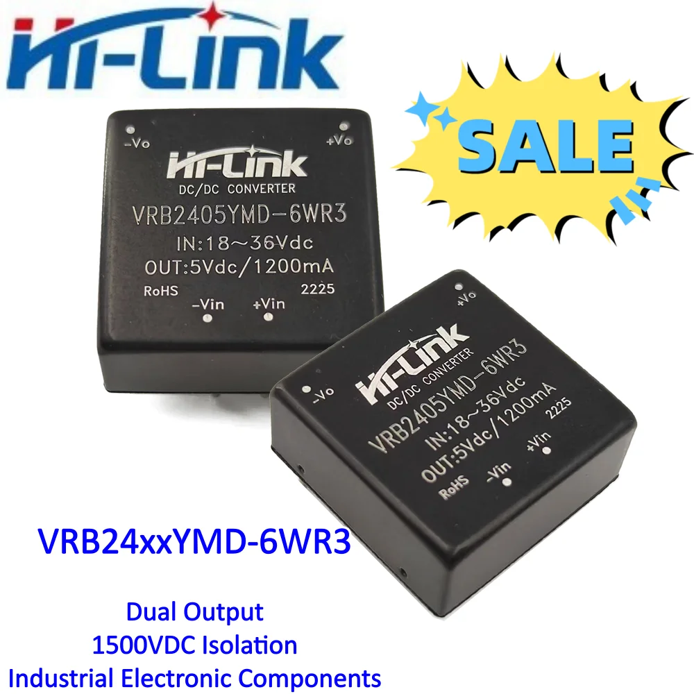 5pcs Hi-link VRB2405YMD-6WR3 6W Isolated DC-DC Module 9-36V Wide Voltage Input 5/12/15/24V Output For Embedded Communication
