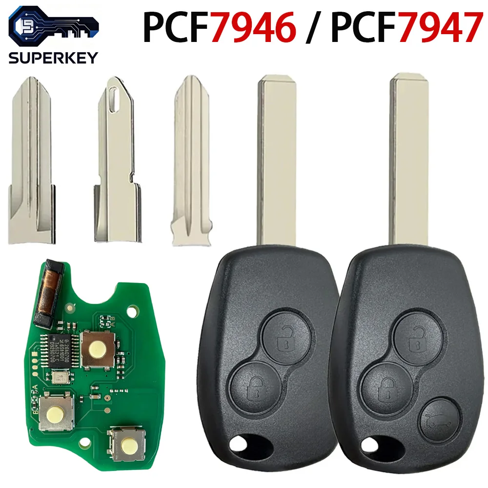 PCF7947A PCF7946A 46 CHIP 433Mhz For Renault Wind Clio Modus Kangoo Master Twingo Trafic 2004 - 2016 2/3 Buttons Remote Car Key