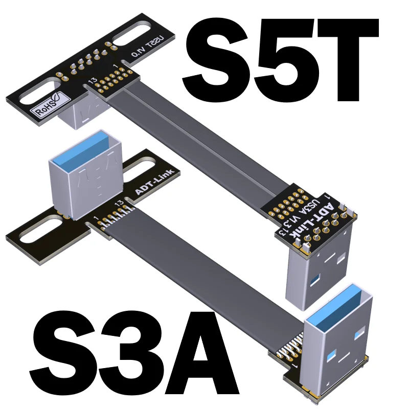 FPV USB 3.0 타입 A 축 엘보 어댑터, HDTV AV 멀티콥터 항공 사진용 플랫 USB 케이블, 5cm-300cm FPC 리본, 90 도