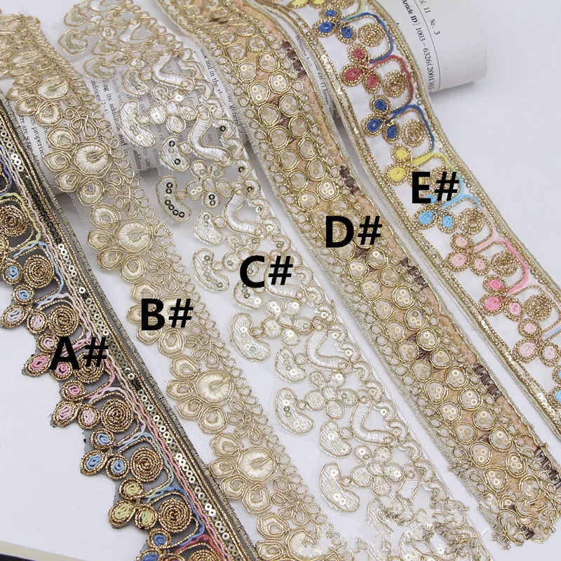 Polyester Lace Ribbon, Embroidered Fabric, DIY Sewing Decoration, 1 Yards