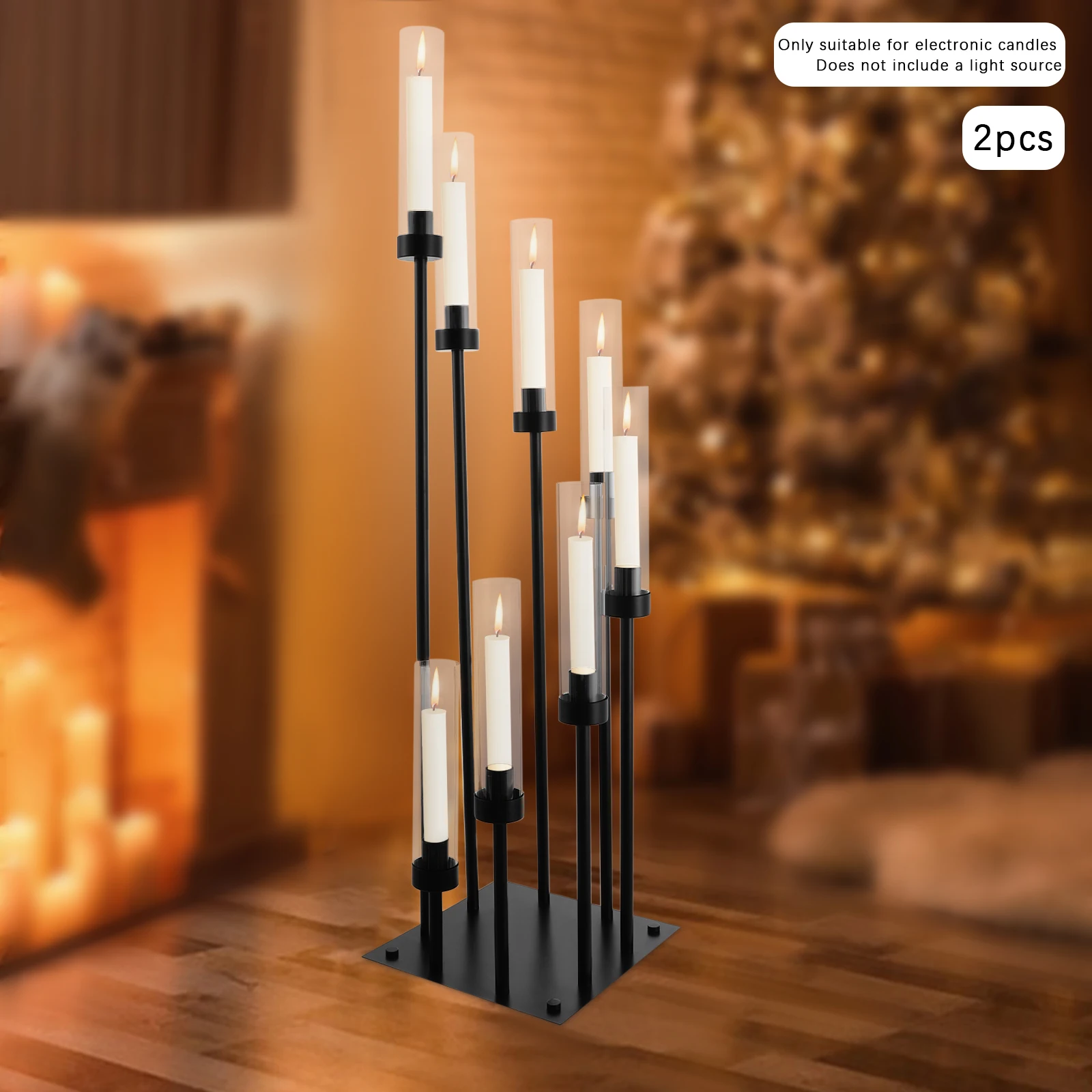 

2Pcs Romantic 8 Arms Floor Candle Holder Ideal Gift For Lovers As a Decoration For Christmas, Halloween, Thanksgiving