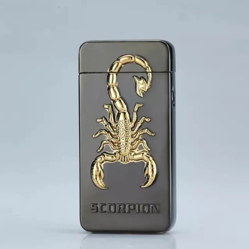 2023 New Dragon And Tiger Embossed Cross Arc USB Rechargeable Lighter Outdoor Windproof Portable Cigarette Accessorie Men\'s Gift