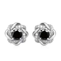 Black Moissanite 1ct Stud Earrings Jewelry for Women 925 Silver Romantic Wedding Accessories Trendy Earrings Customized New in