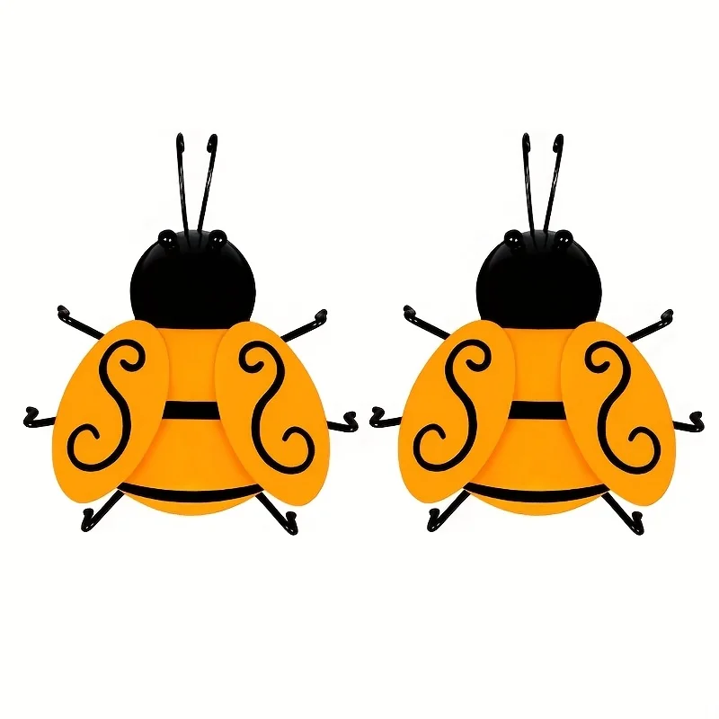 2Pcs Ladybug Ornament Lifelike Metal Ladybug Outdoor Hanging Beetle Front Porch Backyard Decoration Metal Art Bumble Bee Garden - view 6