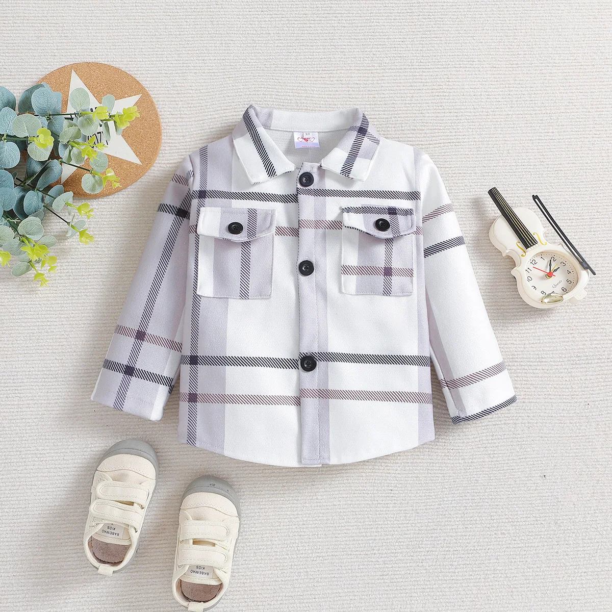 

Baby boy's T- shirt style coat children's clothing plaid shirt autumn new boys' long-sleeved brushed gentleman top