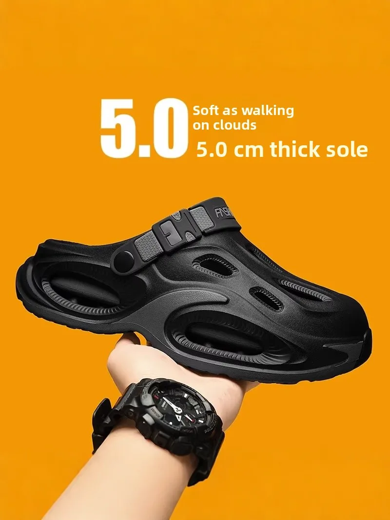 

Men's Summer Outdoor Wearable Clog Shoes Anti-Slip Deodorant Office Use Slip-On Slippers Large Size Comfortable Sensation