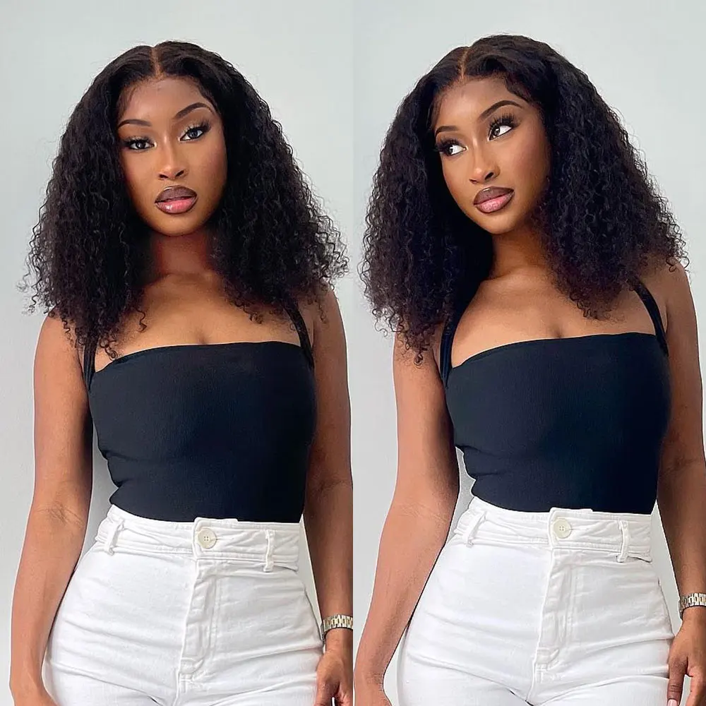 Pre Cut No Glue Water Wave 13x6 Bob Wigs Curly 7x5 Glueless Wig Human