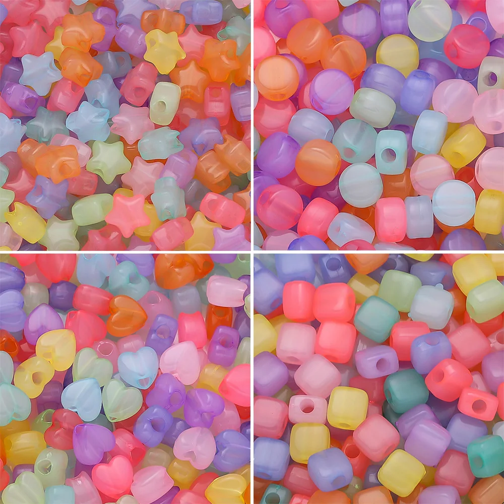 

50/100pcs Candy Color Shape Acrylic Beads Big Hole Beads Loose Beads for Jewelry Making DIY Bracelet Necklace Accessories