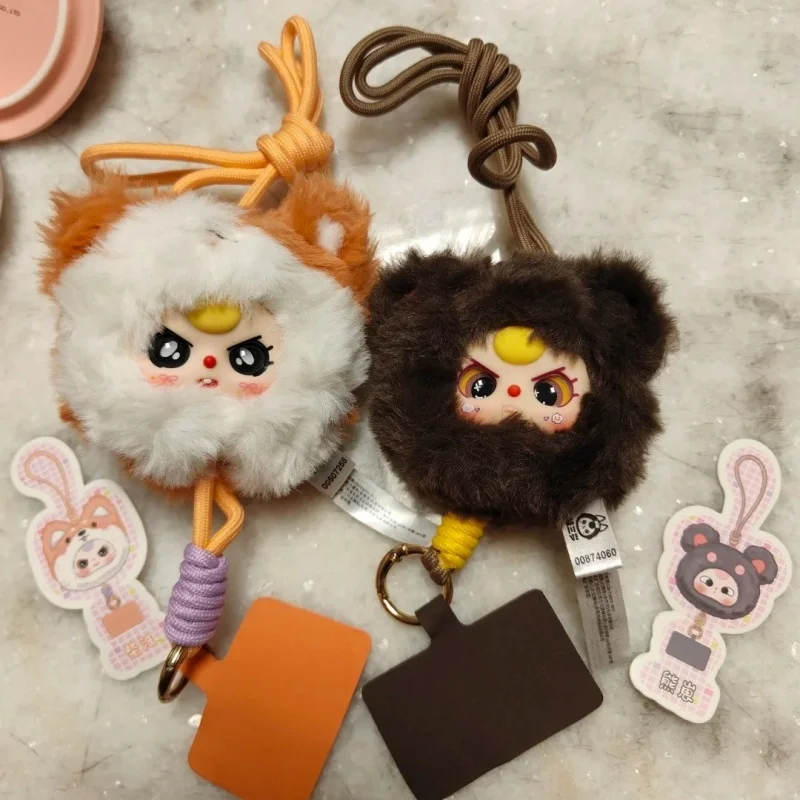 Genuíno bebê três telefone cordão de pelúcia caixa cega confirmar estilo bonito mini saco pingente chaveiro brinquedo na moda crianças menina presente aniversário