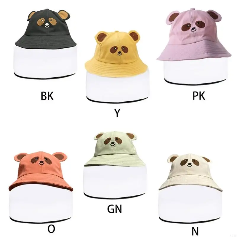 N5KE Toddler Kids Baby Protective Bucket Hat Clear Visor Full Face Shield Cover Cartoon Panda Animal Ears Anti-Splitting Saliva