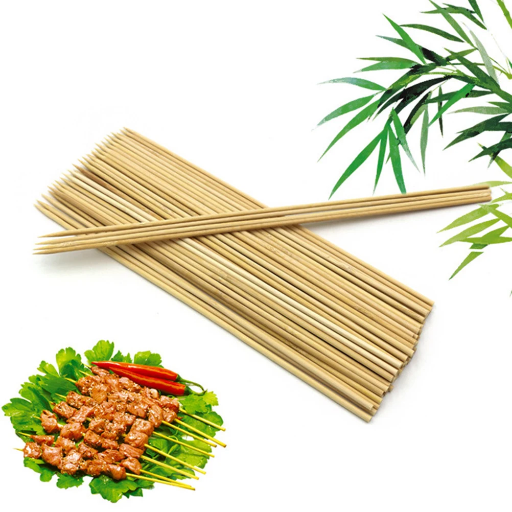 

2 Packs BBQ Bamboo Skewers Grade Material Kitchen Barbecue Tools Bamboo Sticks Picks Meat Rotating Parties