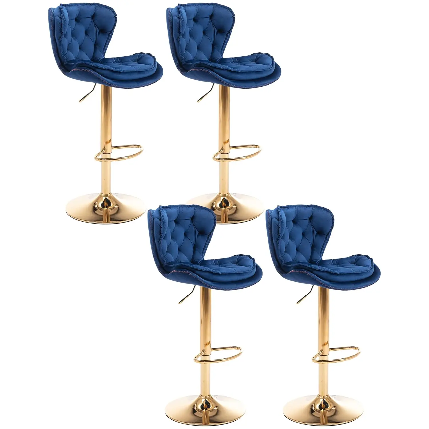 

Набор из 4 поворотных барных стоек с регулируемой высотой, хромированной подставкой для ног, современные табуреты с бархатной обивкой, прочный металл, по индивидуальному заказу