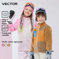 VECTOR-Top abierto de forro polar para niñas y niños, con empalme de colores contrastantes para calidez, forro polar de 420g, esquí de doble tabla al aire libre
