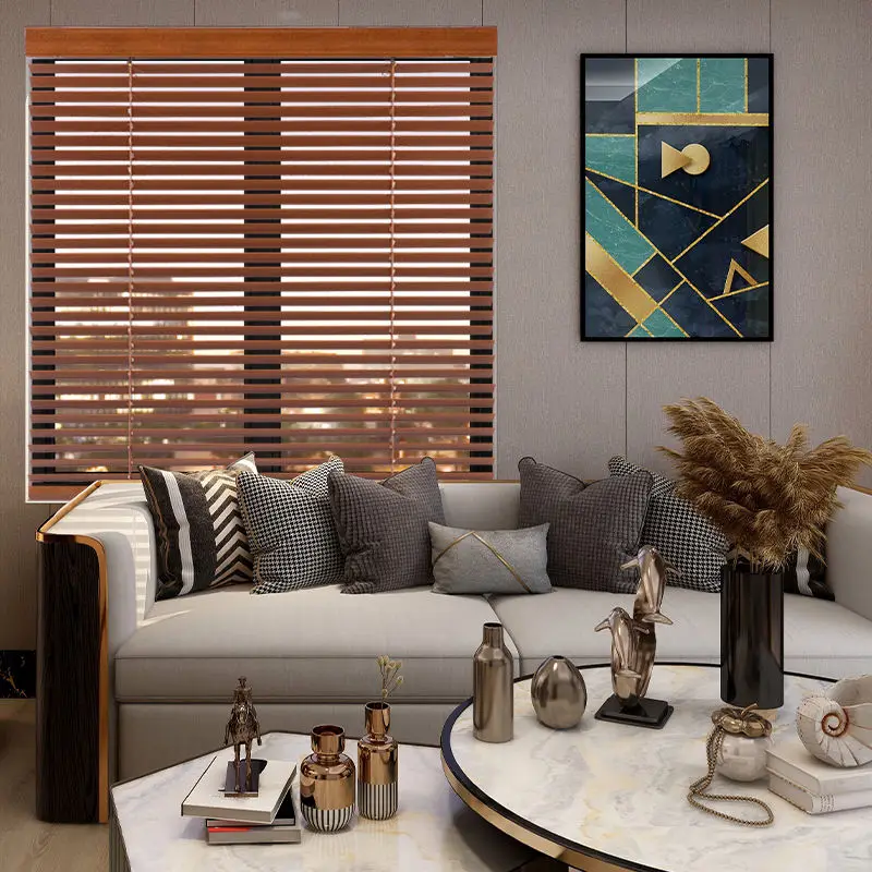 Motorized electric faux wood blinds shutter wooden curtain blinds shades window