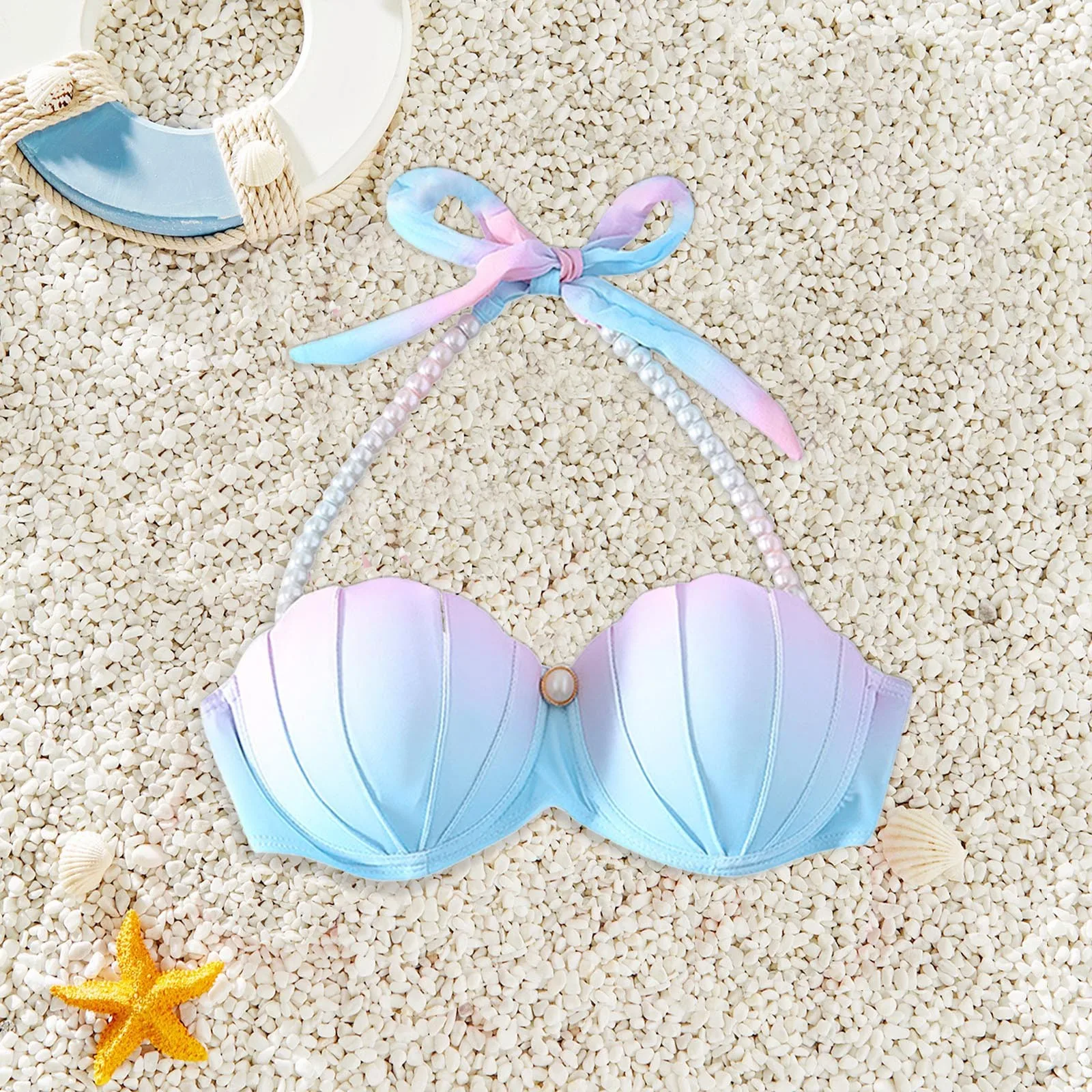 Strappy Seashell Bikini Top Gradient Swim Tops Push Up Strój kąpielowy Tops With Outing Mini Extreme Bikini Odzież kąpielowa Monokini