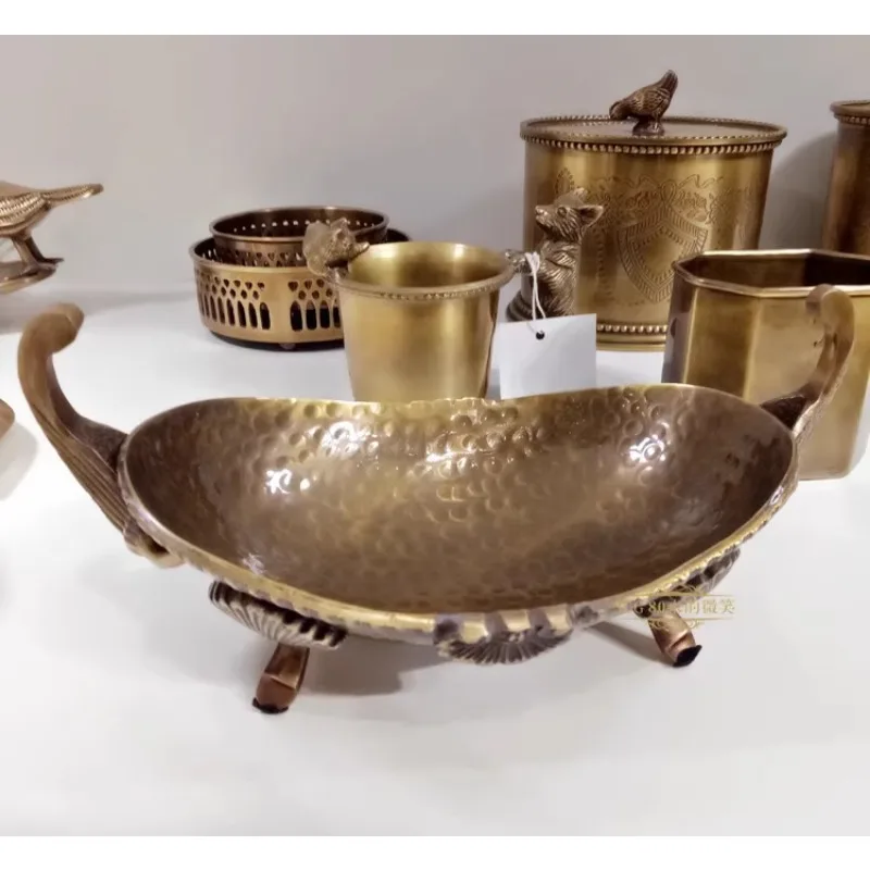 Brass with glass desktop jewelry storage box ornament dried fruit box candy jar European seasoning bottle storage box