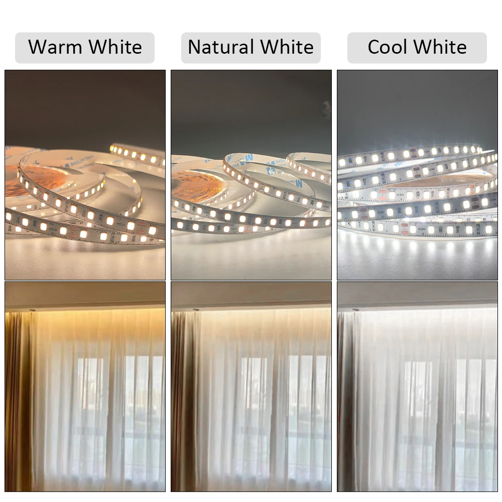 5M 10M 24V 2835 Full Spectrum LED Strip Light 120Leds/m IP20 Cold /Warm/Natural White Ra98 Flexible Ribbon Reading Work Lights