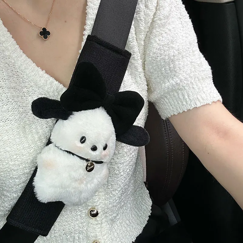 

Sanrio Car Seat Belt Anti-Strangle Shoulder Cover Cute Cartoon Pochacco Plush Doll Shoulder Cover Car Decoration Accessories