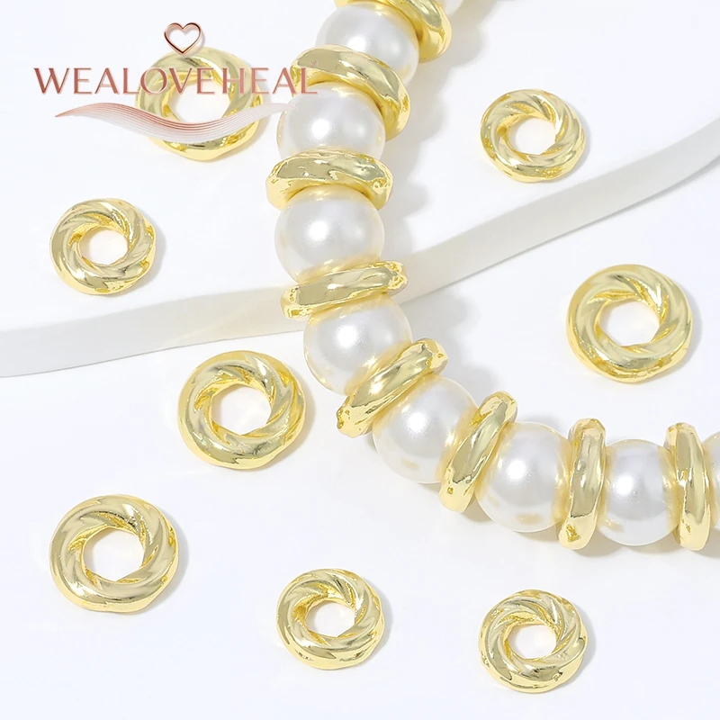 18K vergoldete Messing-Distanzperlen, Trennperlen, runde Perlen für DIY-Armbänder, Halsketten, Schmuckherstellungszubehör – Detail 15