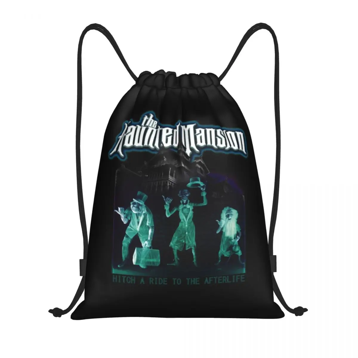 

Vintage Retro The Haunted Mansion Drawstring Backpack Sports Gym Bag for Women Men Grimace Movie Ghost Shopping Sackpack