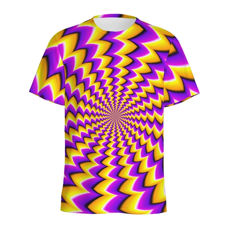 Abstract Dizzy Pattern T-shirt Men Round Neck Short Sleeve Tops 3d Printed Optical Illusion Graphic Tees Women Street T Shirt