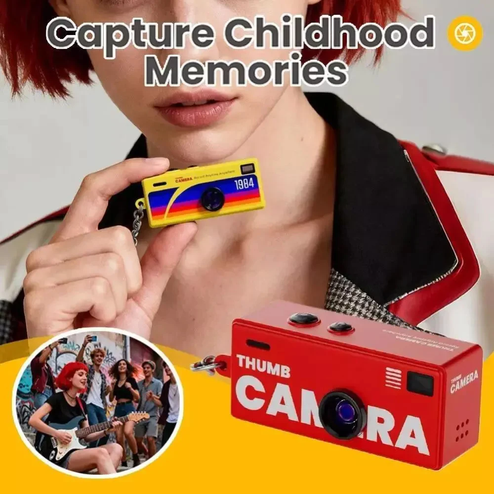 Digital Camera 1080P HD Thumb Camera Mini Keychain Support 128GB Memory Card Portable Video Recorder Retro Style for Kids Gift