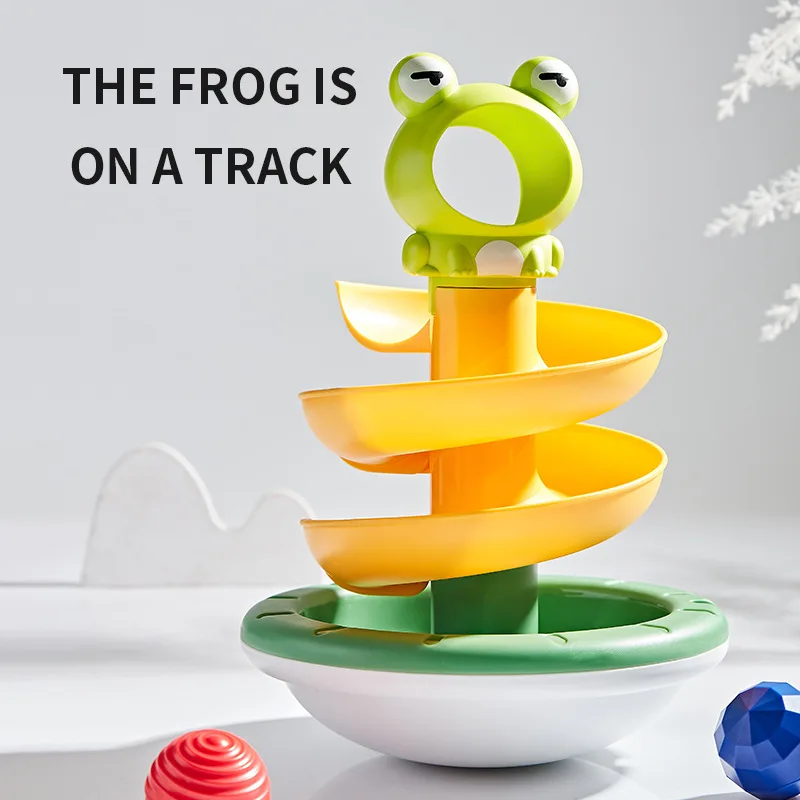 

Frog Spinner Tumbler Children Fun Track Ball Tower Baby Early Education Rolling Ball Toys Stacking Baby Interactive Games Set