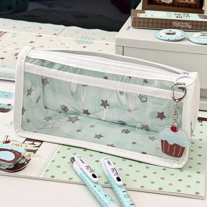 Neues transparentes Federmäppchen „Cloud Diary Star“ mit großem Fassungsvermögen, Reißverschluss-Stifttasche für Schüler, Schulsachen, Make-up-Aufbewahrung – Detail 5
