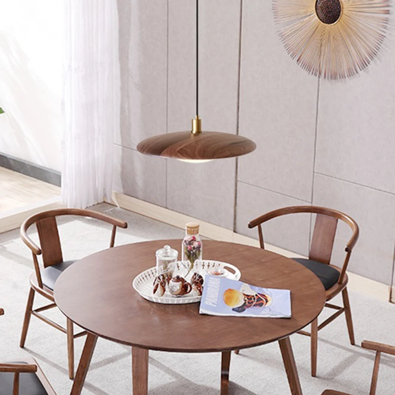 Nordic restaurant solid wood pendant lights Japanese dining room table walnut luxury villa bar teahouse marble pendant lamp