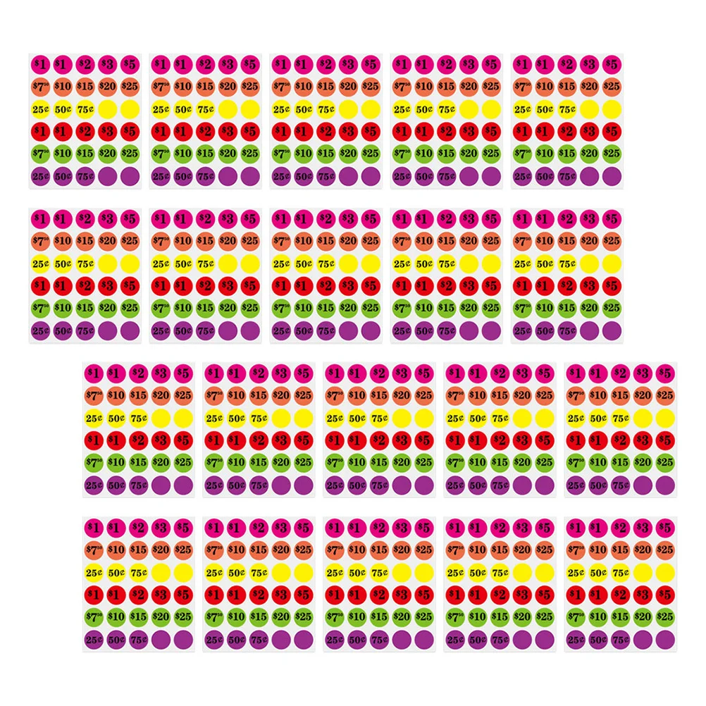 

6pcs Price Label Stickers Removable Self-Adhesive Round Colorful Market Pricing Decals For Retail Store Sale Goods Pre-Priced